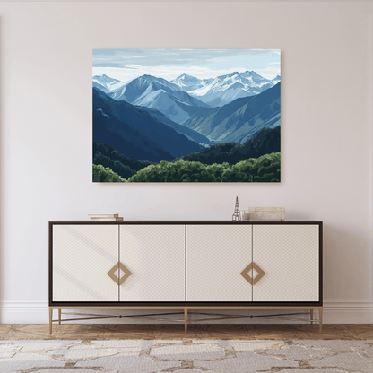 Snowy Mountains Vista - Landscape Wall Art - Aestheticanvas