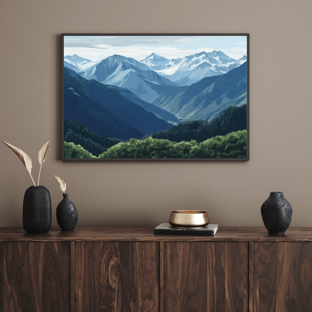 Snowy Mountains Vista - Landscape Wall Art - Aestheticanvas