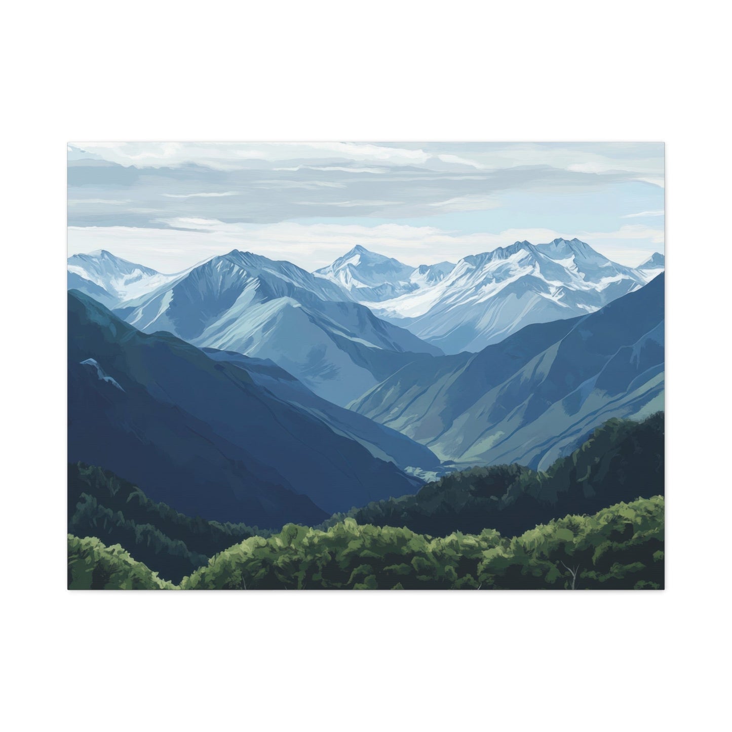 Snowy Mountains Vista - Landscape Wall Art - Aestheticanvas