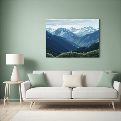 Snowy Mountains Vista - Landscape Wall Art - Aestheticanvas