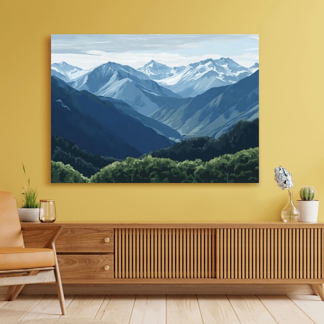 Snowy Mountains Vista - Landscape Wall Art - Aestheticanvas