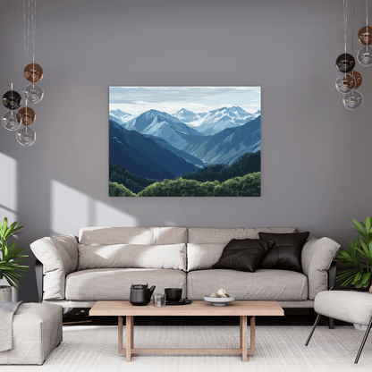 Snowy Mountains Vista - Landscape Wall Art - Aestheticanvas