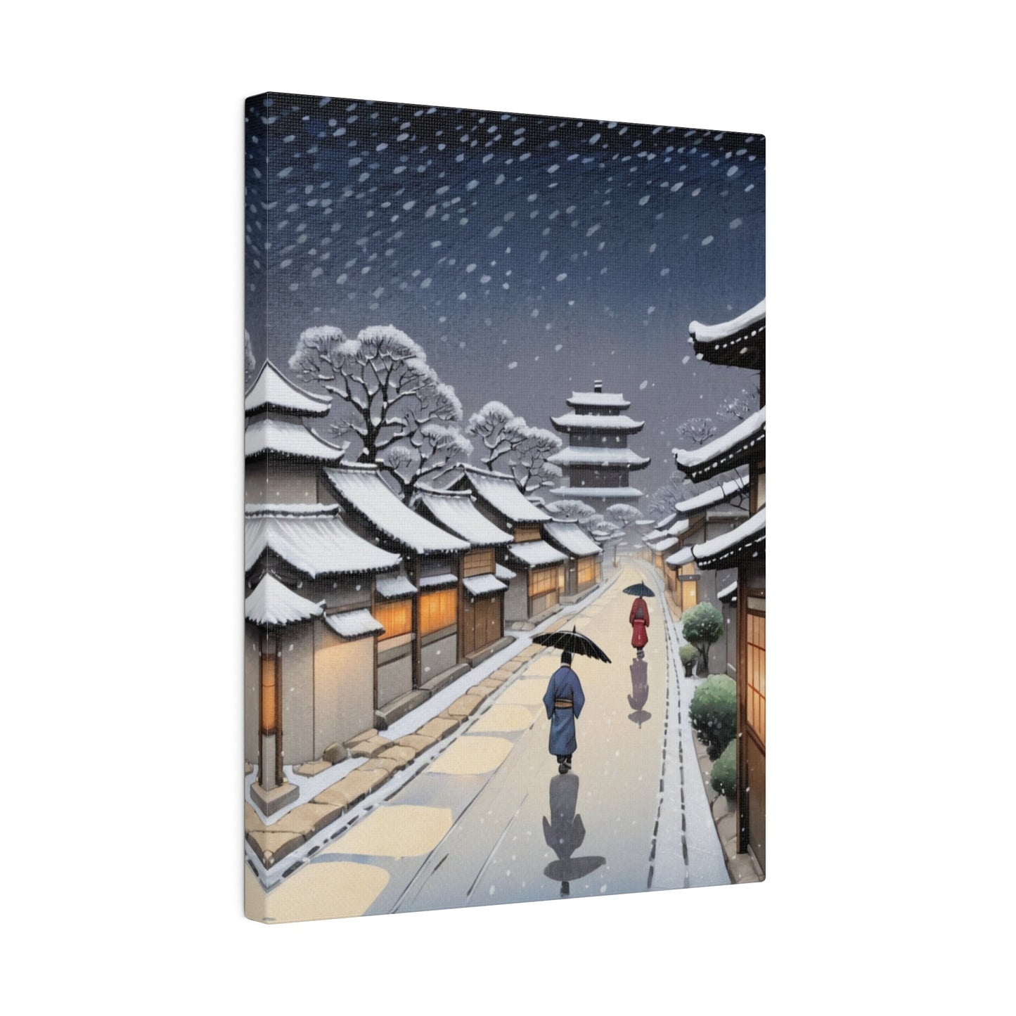 Snowy Night In Kyoto - Japanese Wall Art - Aestheticanvas