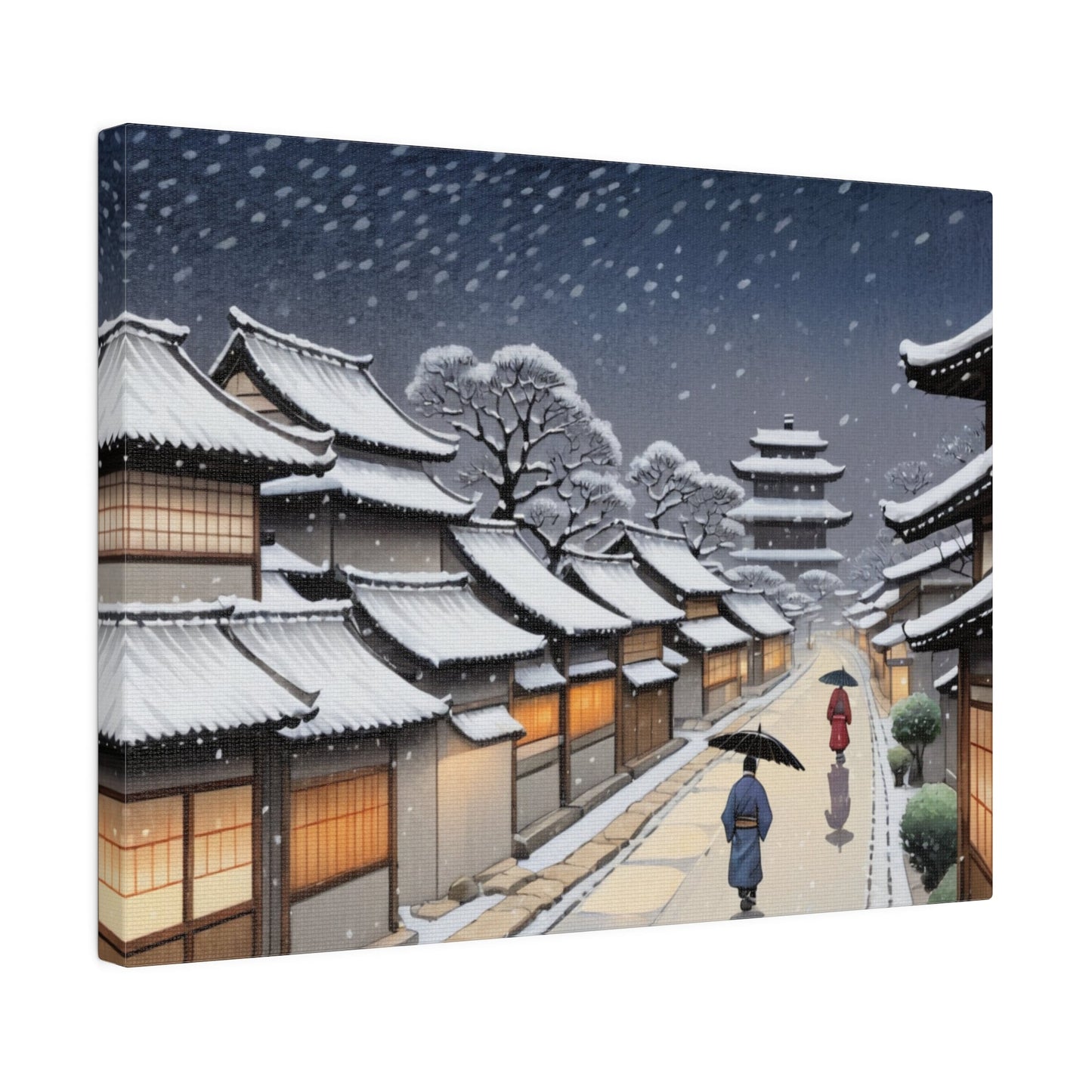 Snowy Night In Kyoto - Japanese Wall Art - Aestheticanvas