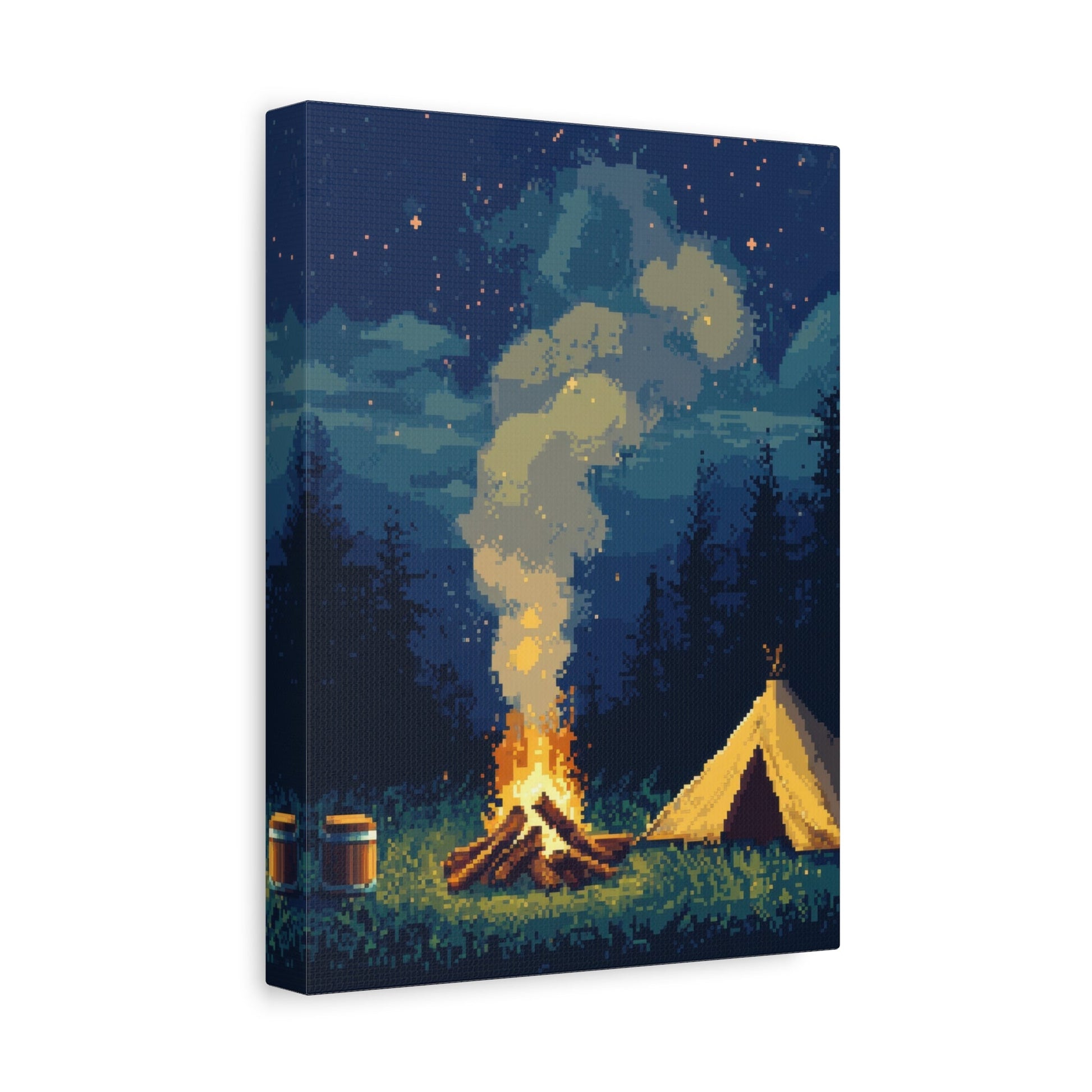 Starlit Campfire - Pixel Art Wall Art - Aestheticanvas