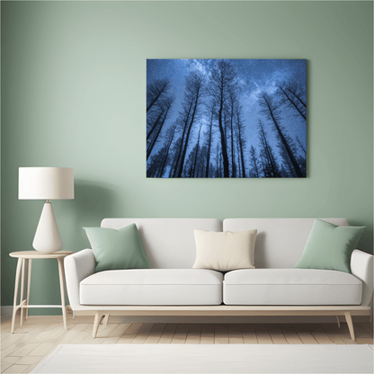 Starry Forest Night Sky - Landscape Wall Art - Aestheticanvas