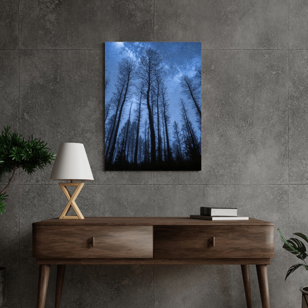 Starry Forest Night Sky - Landscape Wall Art - Aestheticanvas