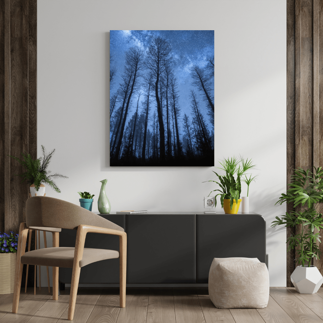 Starry Forest Night Sky - Landscape Wall Art - Aestheticanvas