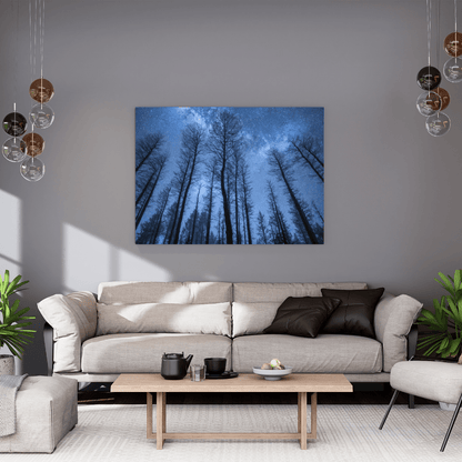 Starry Forest Night Sky - Landscape Wall Art - Aestheticanvas