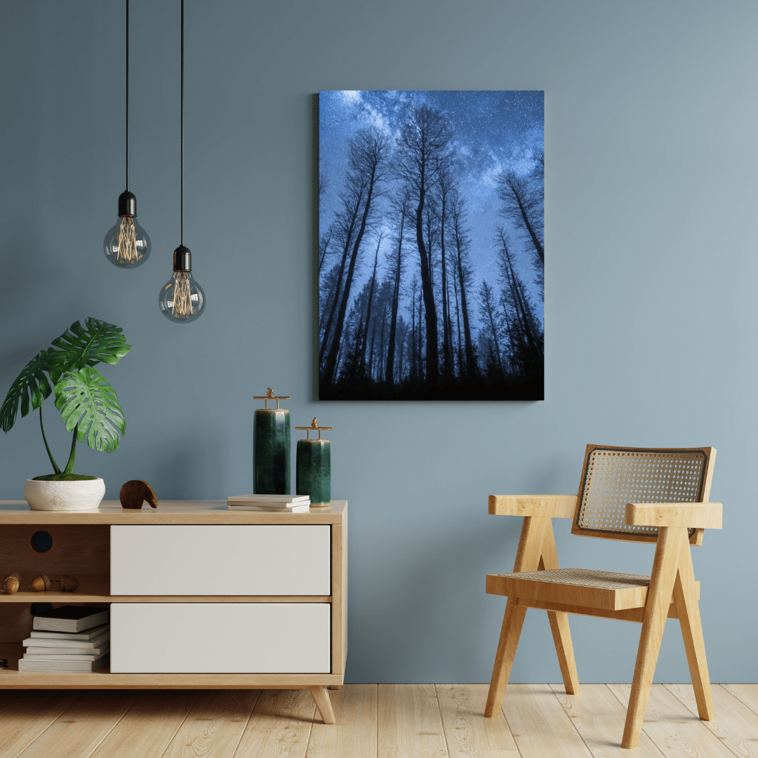 Starry Forest Night Sky - Landscape Wall Art - Aestheticanvas