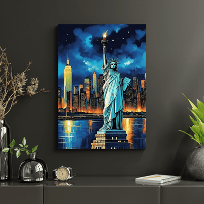 Statue Of Liberty At Night - New York Wall Art - Aestheticanvas