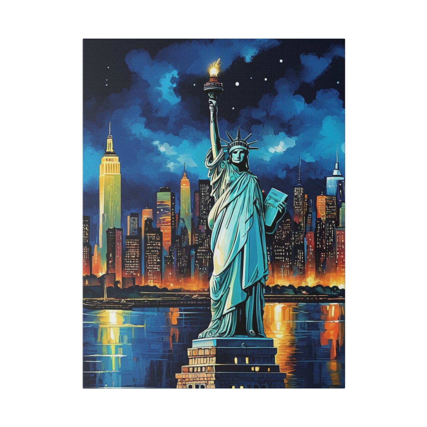 Statue Of Liberty At Night - New York Wall Art - Aestheticanvas