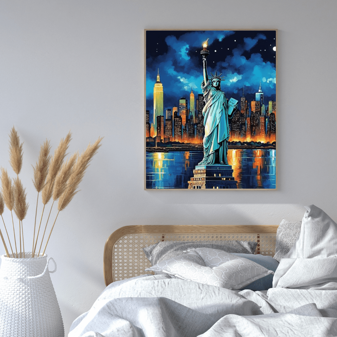 Statue Of Liberty At Night - New York Wall Art - Aestheticanvas