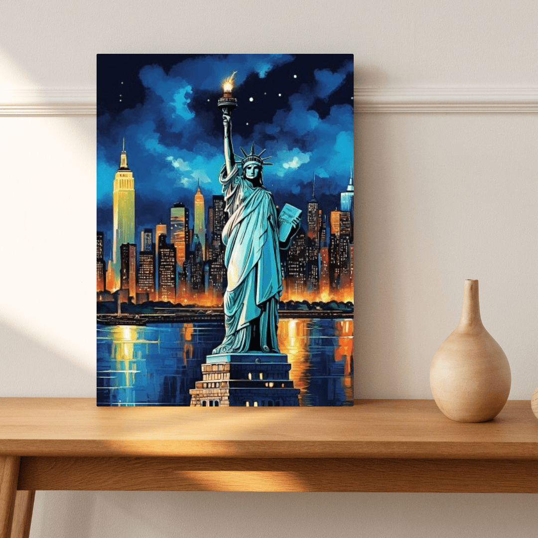 Statue Of Liberty At Night - New York Wall Art - Aestheticanvas