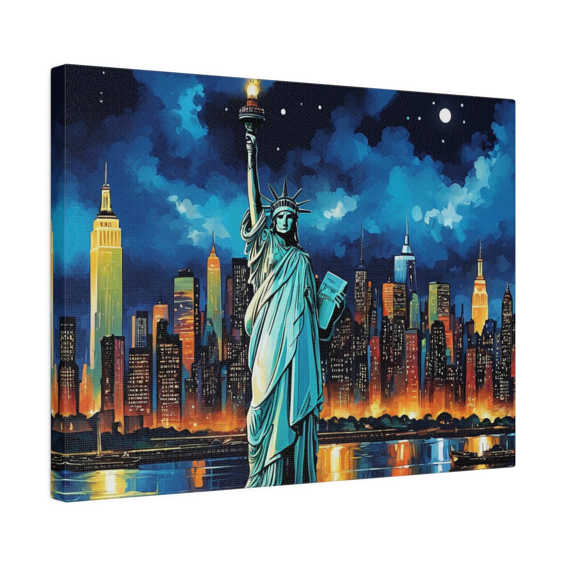 Statue Of Liberty At Night - New York Wall Art - Aestheticanvas