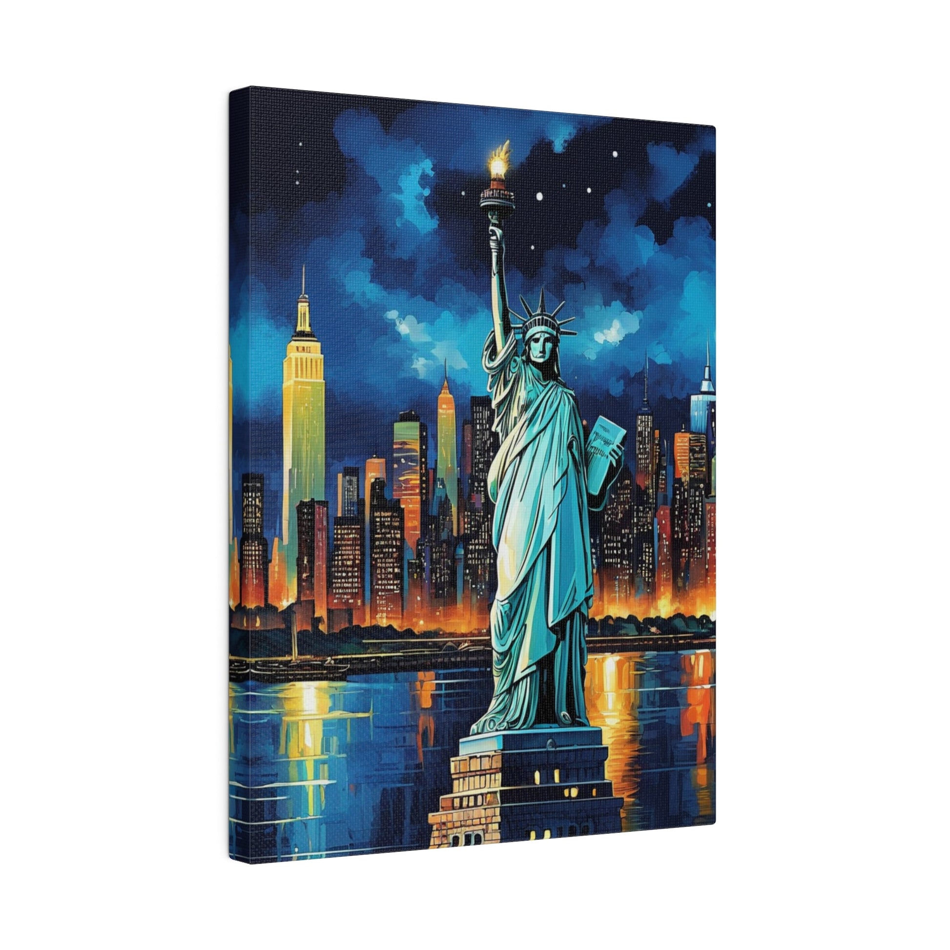 Statue Of Liberty At Night - New York Wall Art - Aestheticanvas