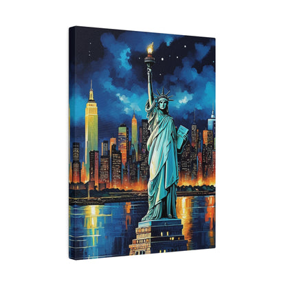 Statue Of Liberty At Night - New York Wall Art - Aestheticanvas