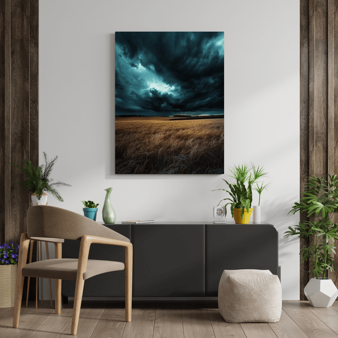 Storm Over the Wheatfield - Landscape Wall Art - Aestheticanvas