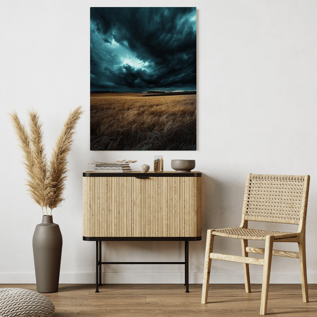 Storm Over the Wheatfield - Landscape Wall Art - Aestheticanvas