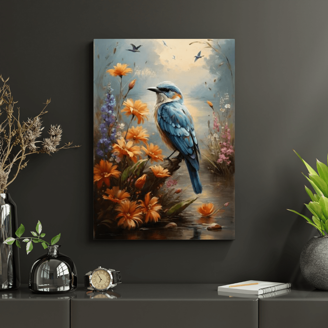 Stunning Blue Bird - Animal Wall Art - Aestheticanvas