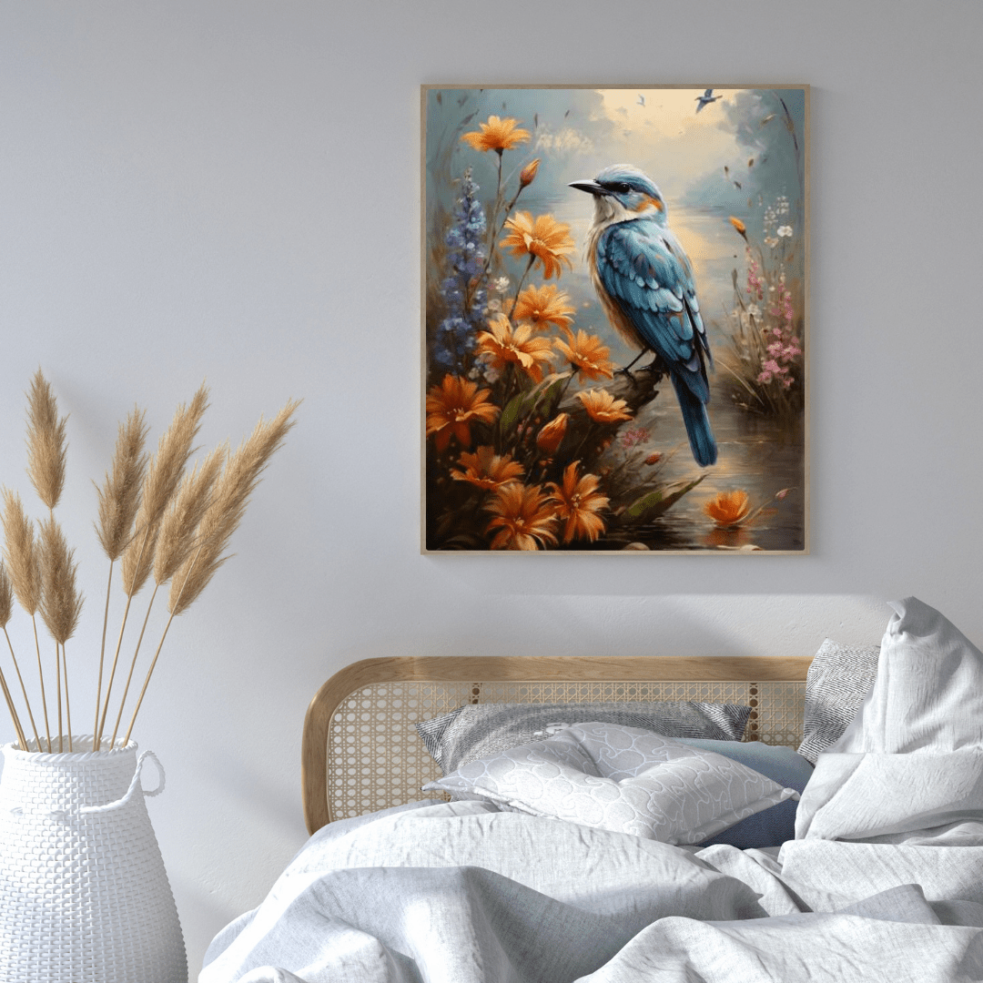 Stunning Blue Bird - Animal Wall Art - Aestheticanvas