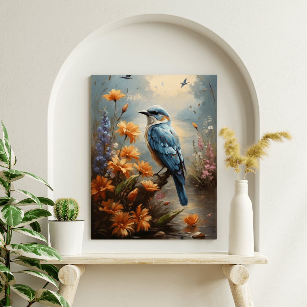 Stunning Blue Bird - Animal Wall Art - Aestheticanvas