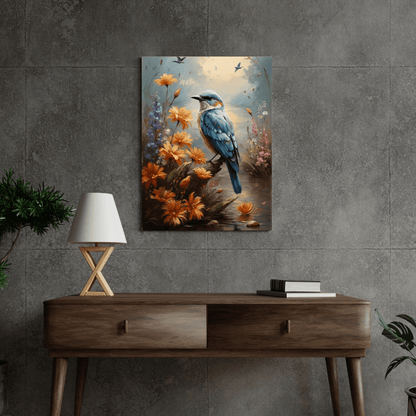 Stunning Blue Bird - Animal Wall Art - Aestheticanvas