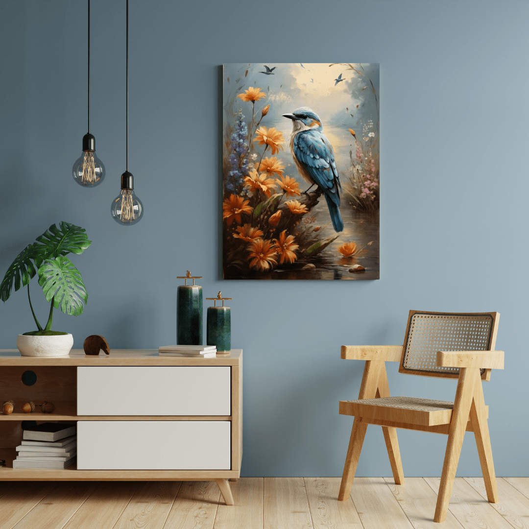 Stunning Blue Bird - Animal Wall Art - Aestheticanvas