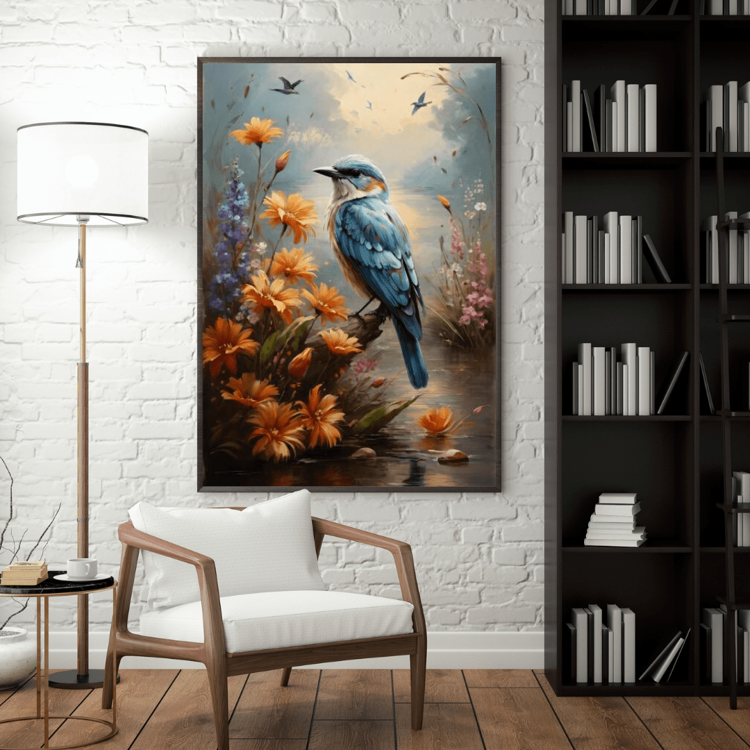 Stunning Blue Bird - Animal Wall Art - Aestheticanvas