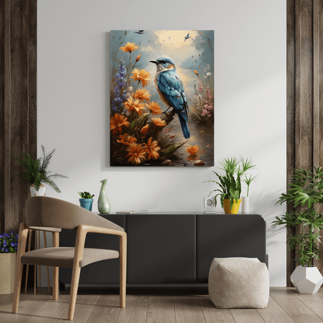 Stunning Blue Bird - Animal Wall Art - Aestheticanvas