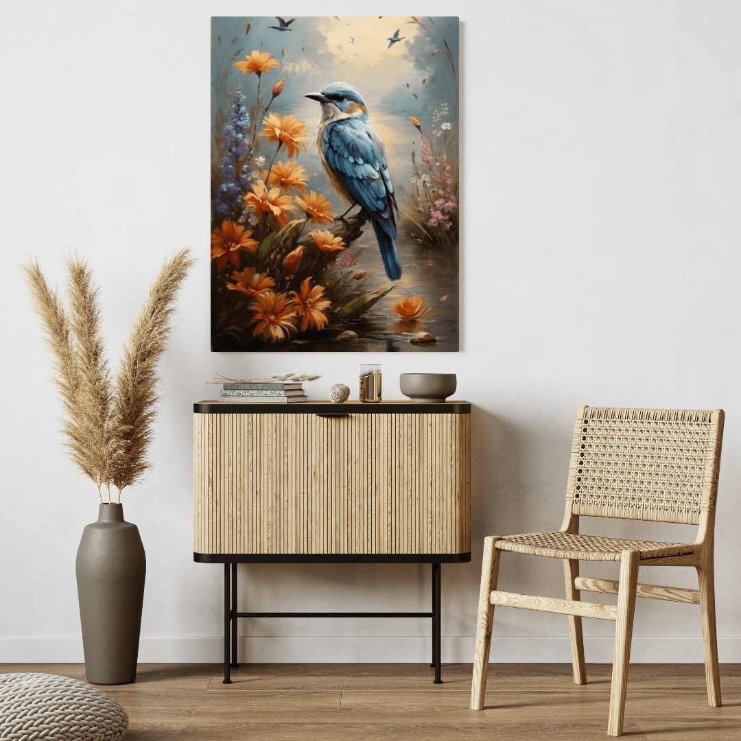 Stunning Blue Bird - Animal Wall Art - Aestheticanvas