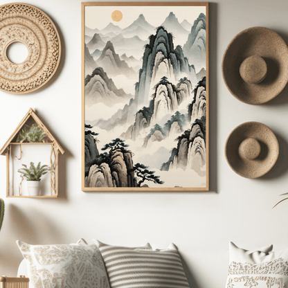 Sun in the Foggy Mountains - Chinese Wall Art - Aestheticanvas