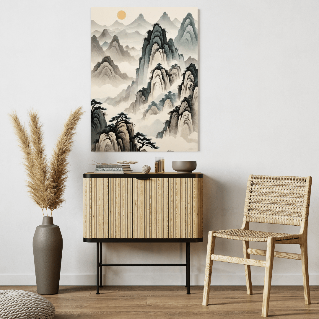 Sun in the Foggy Mountains - Chinese Wall Art - Aestheticanvas