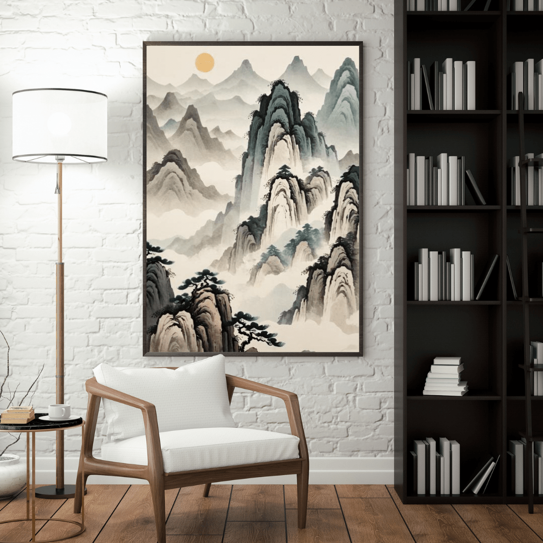 Sun in the Foggy Mountains - Chinese Wall Art - Aestheticanvas