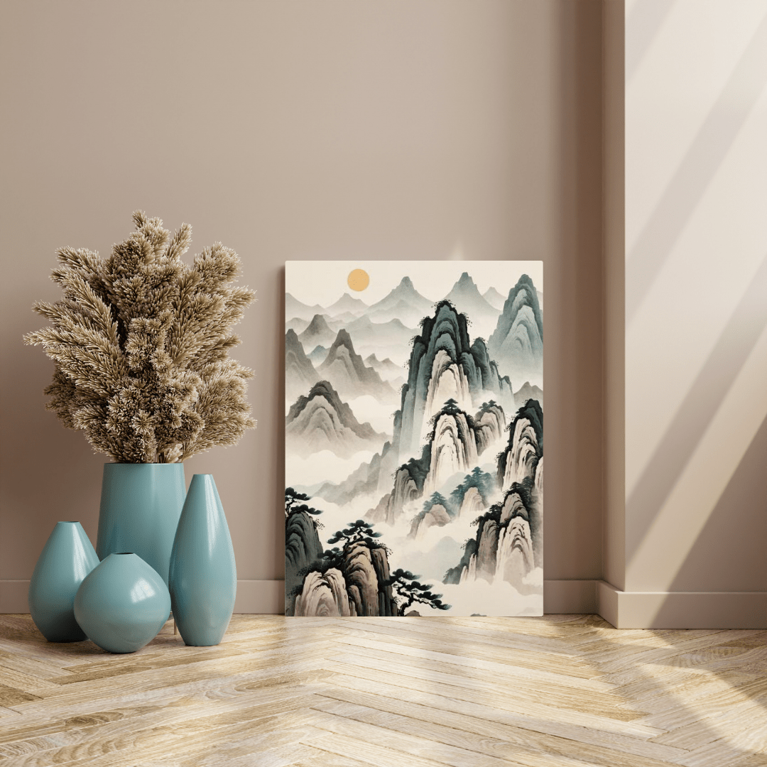 Sun in the Foggy Mountains - Chinese Wall Art - Aestheticanvas