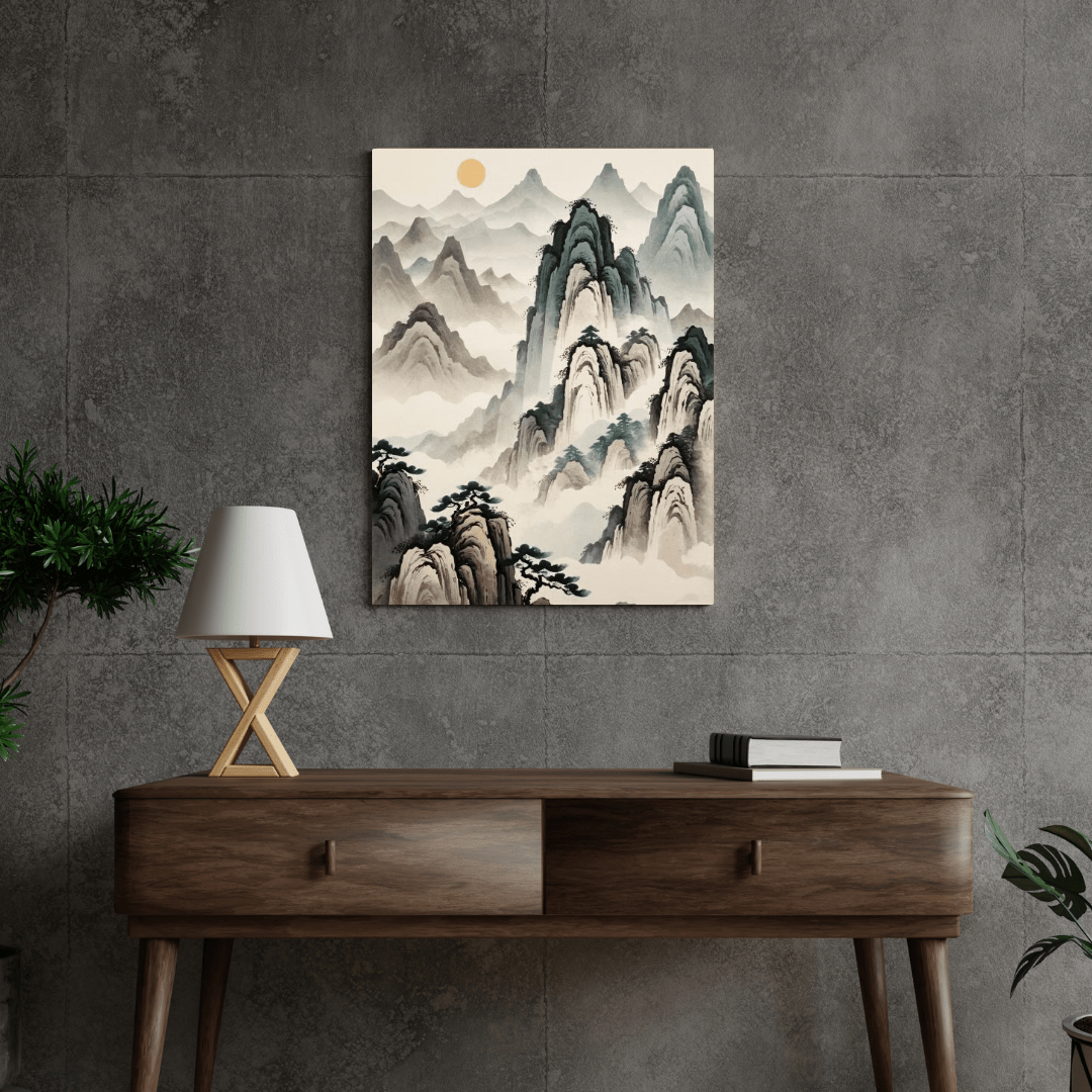 Sun in the Foggy Mountains - Chinese Wall Art - Aestheticanvas