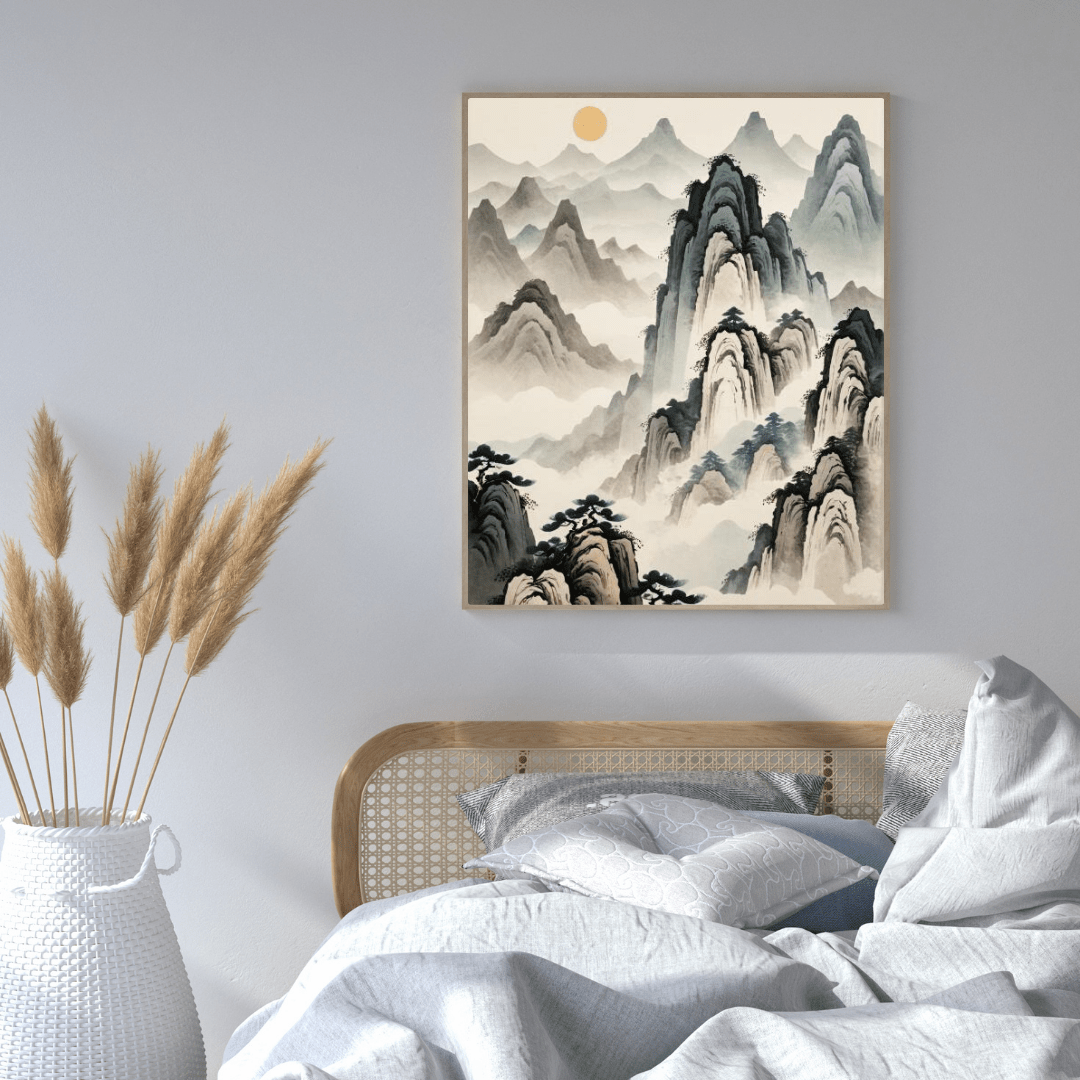 Sun in the Foggy Mountains - Chinese Wall Art - Aestheticanvas