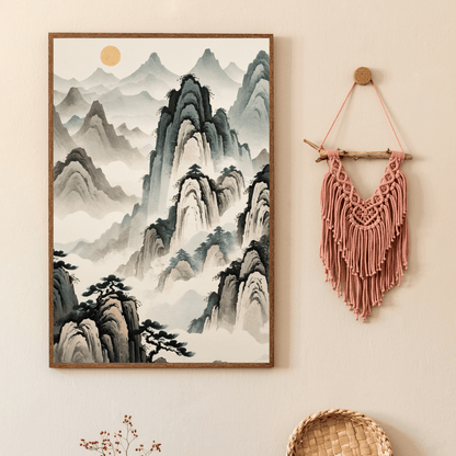 Sun in the Foggy Mountains - Chinese Wall Art - Aestheticanvas