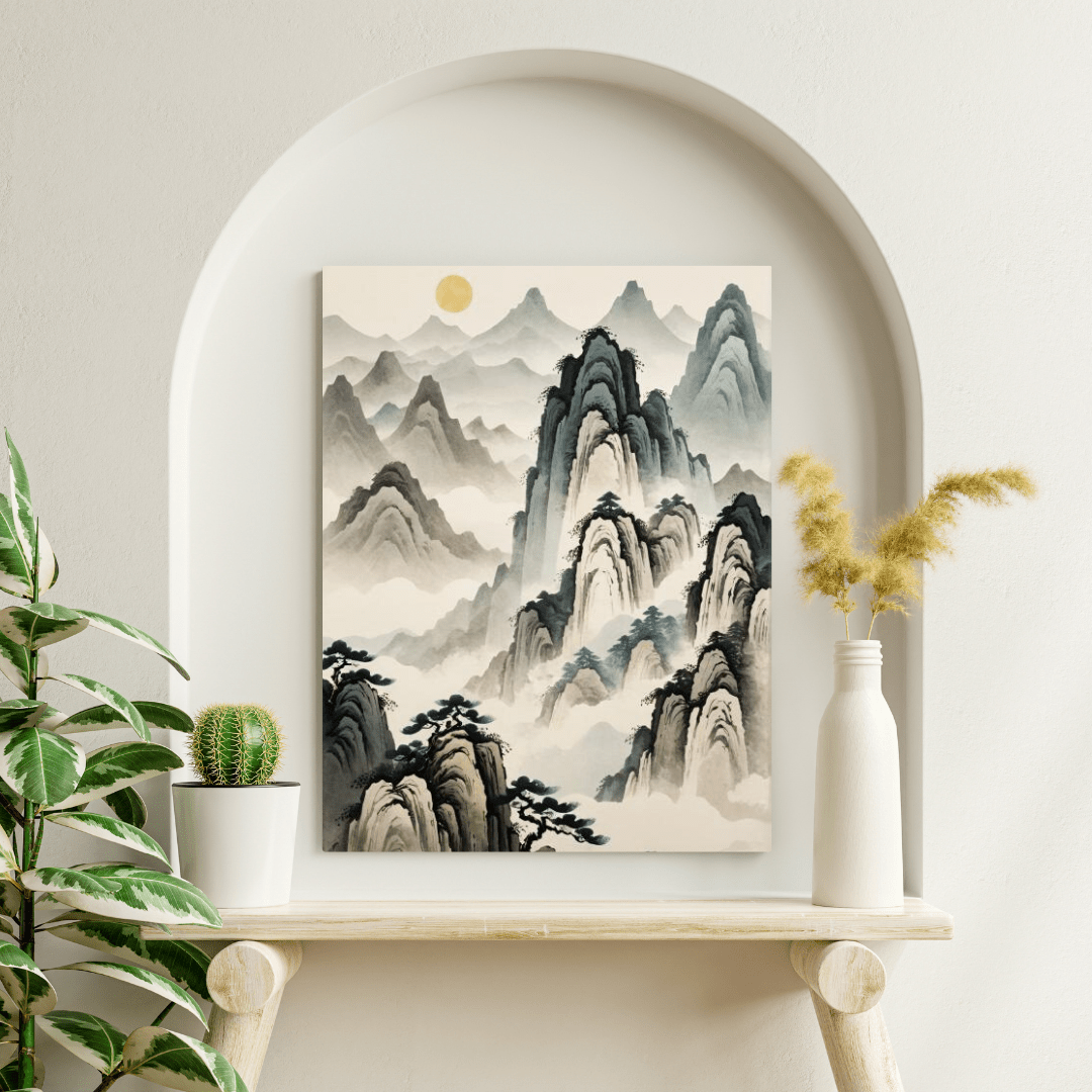 Sun in the Foggy Mountains - Chinese Wall Art - Aestheticanvas