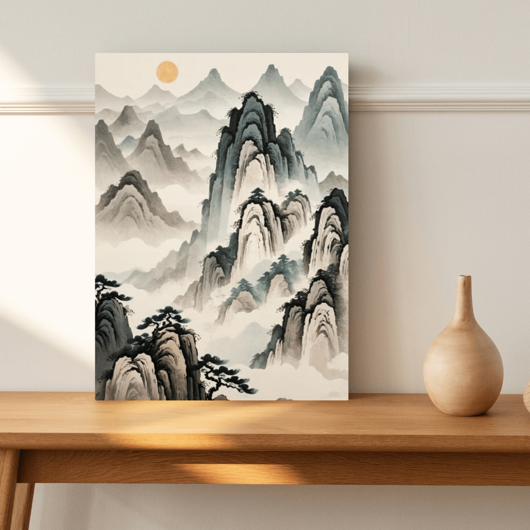 Sun in the Foggy Mountains - Chinese Wall Art - Aestheticanvas