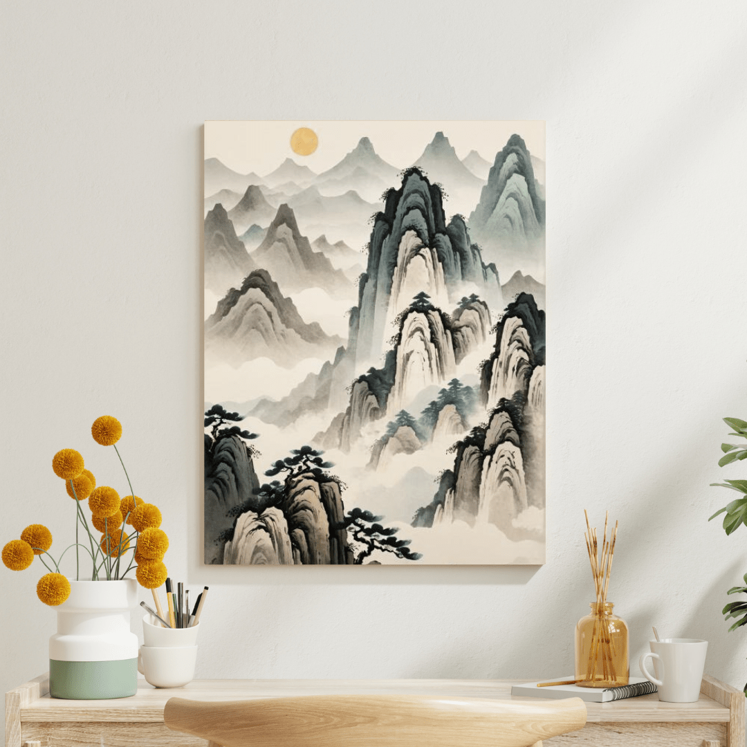 Sun in the Foggy Mountains - Chinese Wall Art - Aestheticanvas