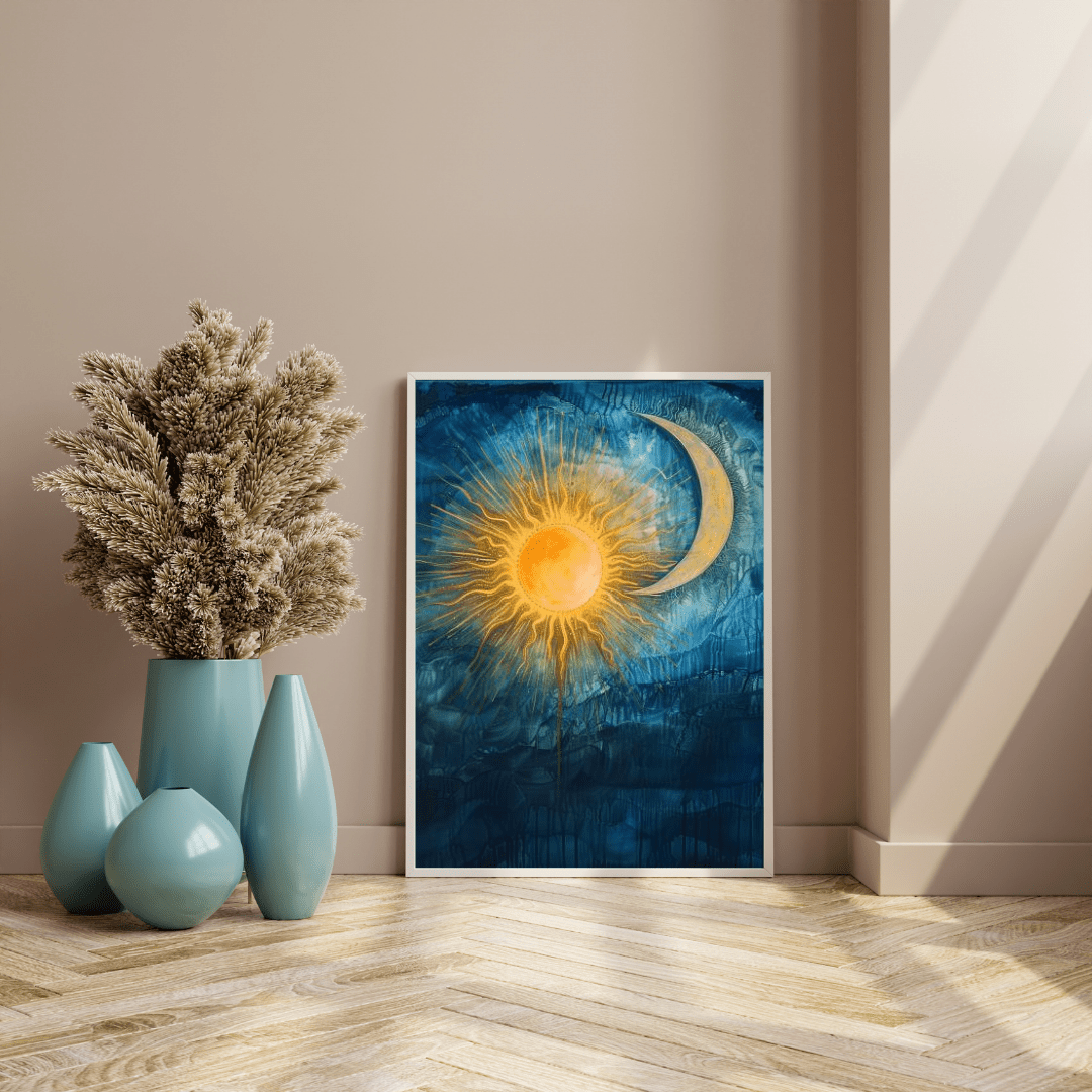 Sun & Moon Harmony - Abstract Wall Art - Aestheticanvas