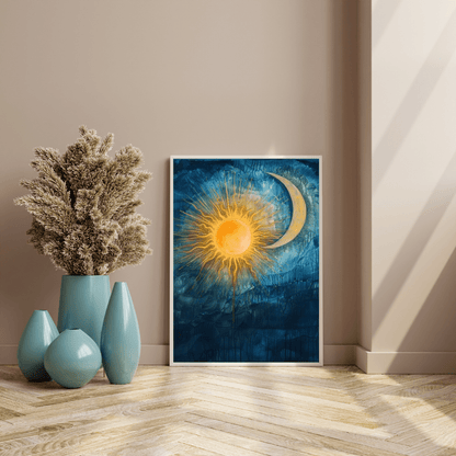 Sun & Moon Harmony - Abstract Wall Art - Aestheticanvas