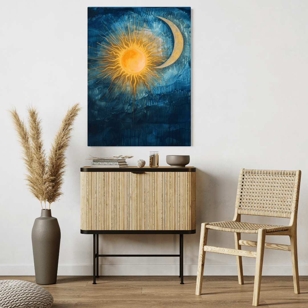 Sun & Moon Harmony - Abstract Wall Art - Aestheticanvas