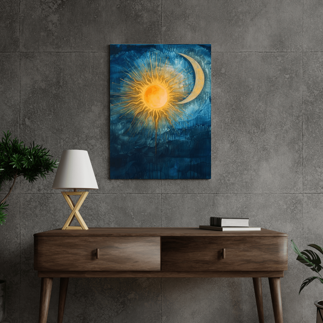 Sun & Moon Harmony - Abstract Wall Art - Aestheticanvas