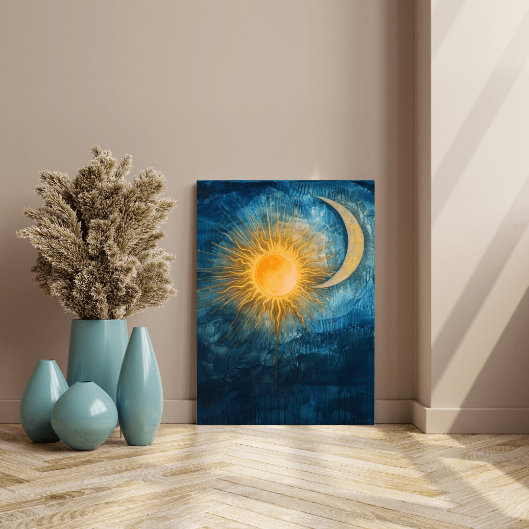 Sun & Moon Harmony - Abstract Wall Art - Aestheticanvas