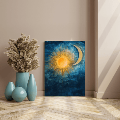 Sun & Moon Harmony - Abstract Wall Art - Aestheticanvas