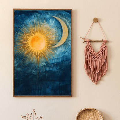 Sun & Moon Harmony - Abstract Wall Art - Aestheticanvas