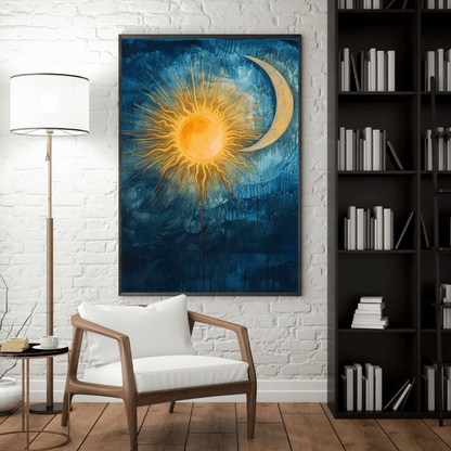 Sun & Moon Harmony - Abstract Wall Art - Aestheticanvas