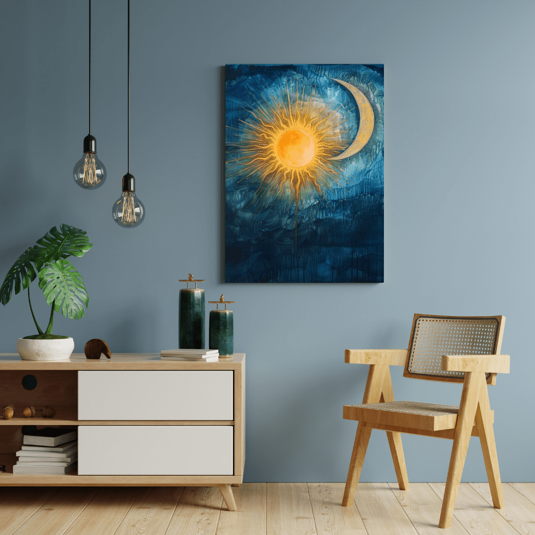 Sun & Moon Harmony - Abstract Wall Art - Aestheticanvas